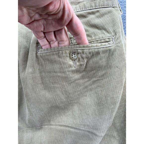 Polo Ralph Lauren Hammond Pants Mens Tan Corduroy Pleated Cuffed 34x32 Khaki - Picture 9 of 13